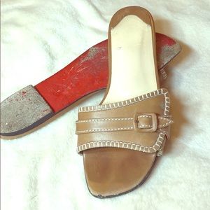 Christian Louboutin tan flat sandals size 39